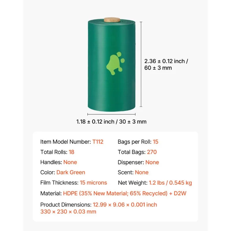 Biodegradable Pet Waste Bag Refill Rolls