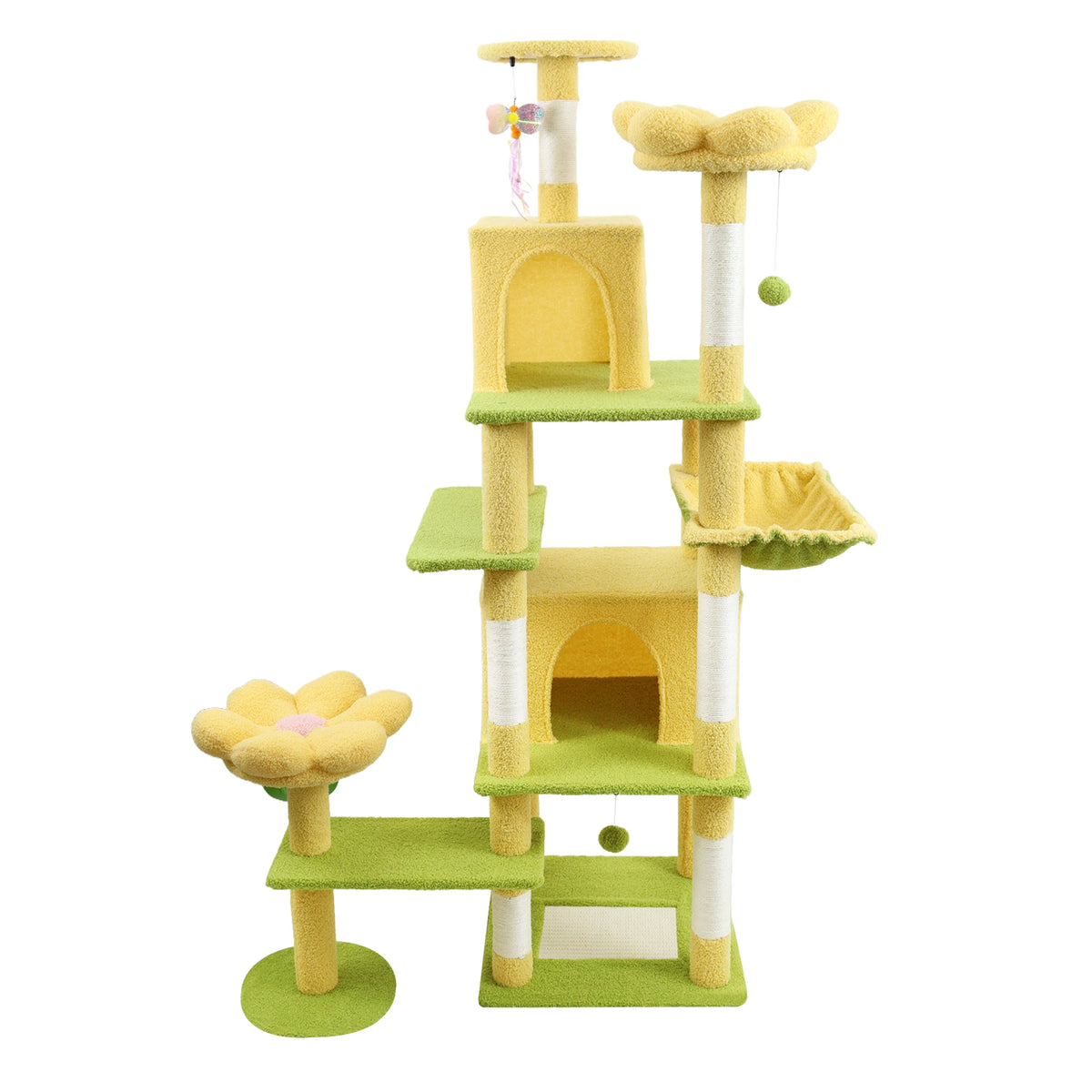 Flower Cat Tree with Cushion Hammock and Scratching Post