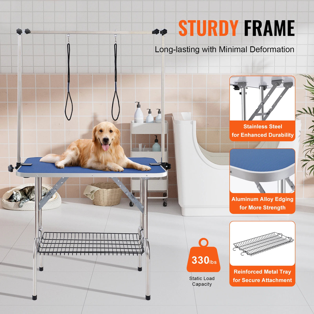 Foldable Pet Grooming Table With Two Arms And Clamp