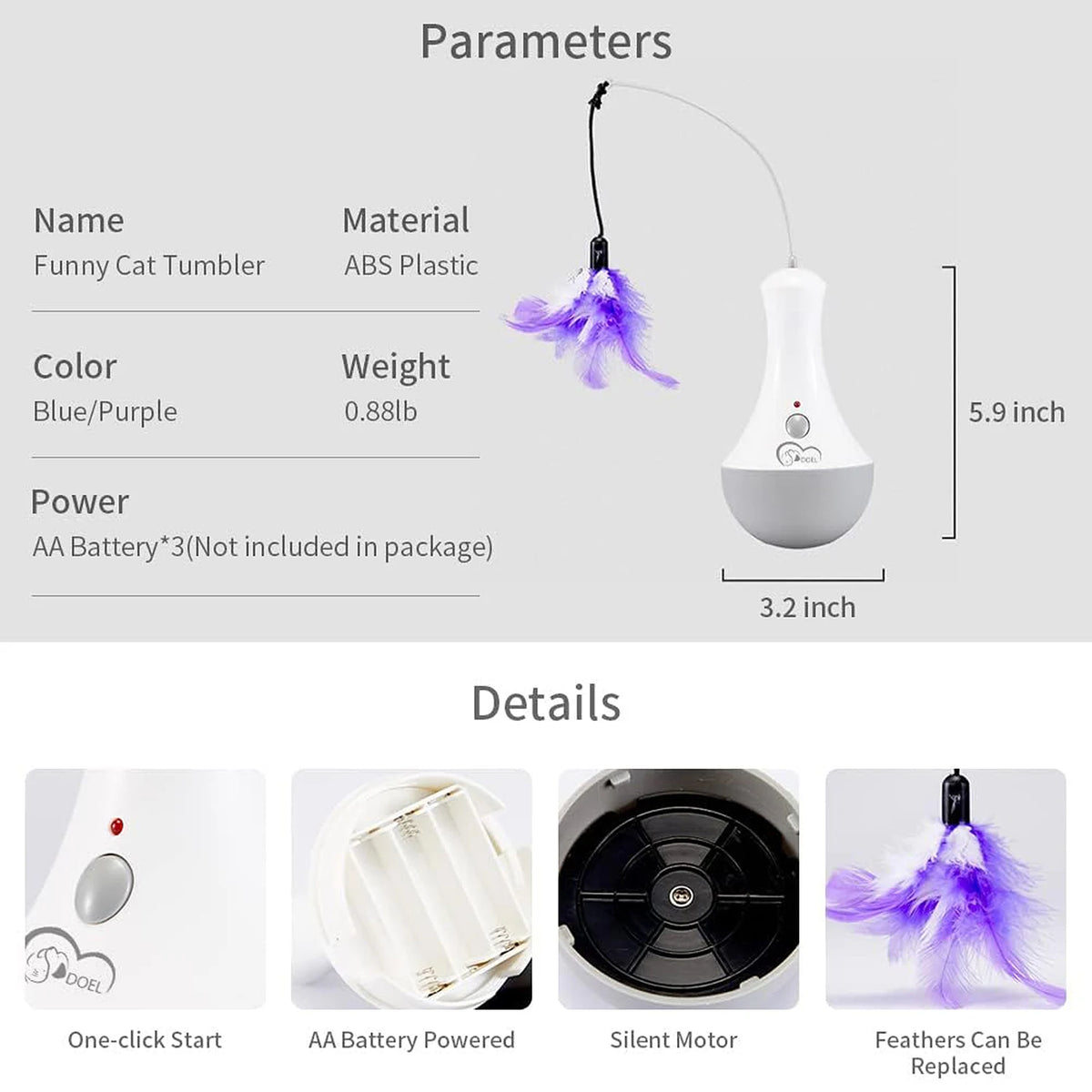Automatic Rotary Cat Feather Teaser Toy