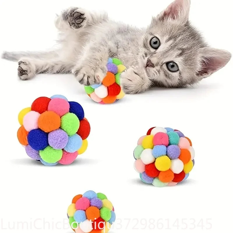 Elastic Cat Plush Ball Toy With Bell