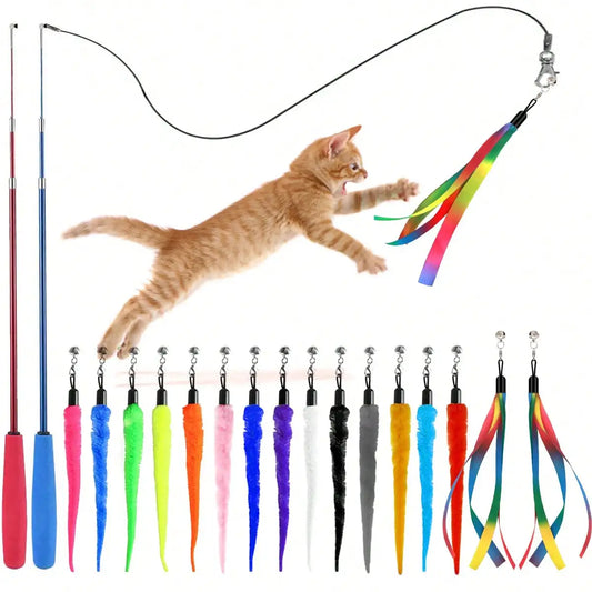 Interactive Cat Teaser Wand With Fleece Play Refills