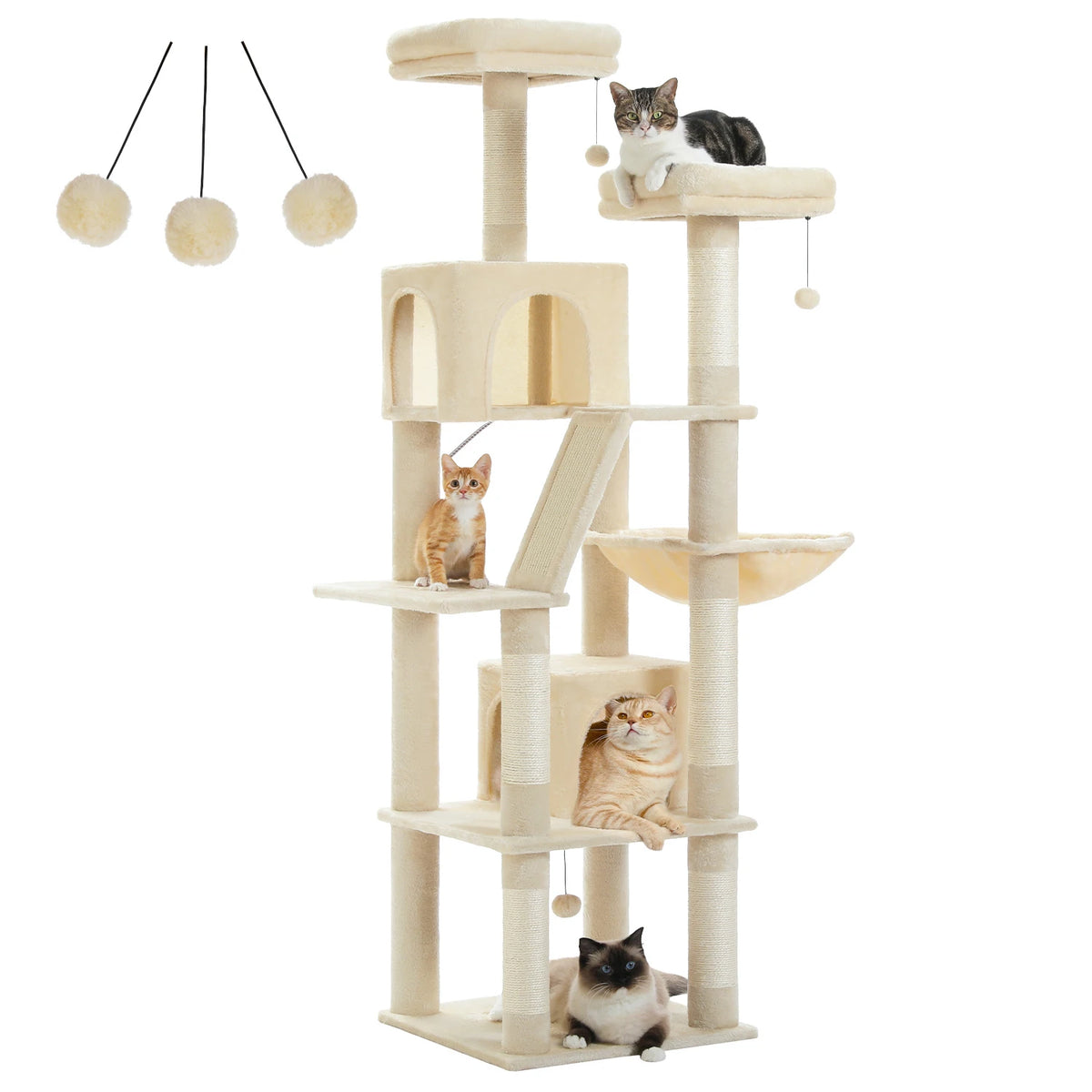 PAWZ Road Multi-Level Wood Cat Tower With Scratching Posts
