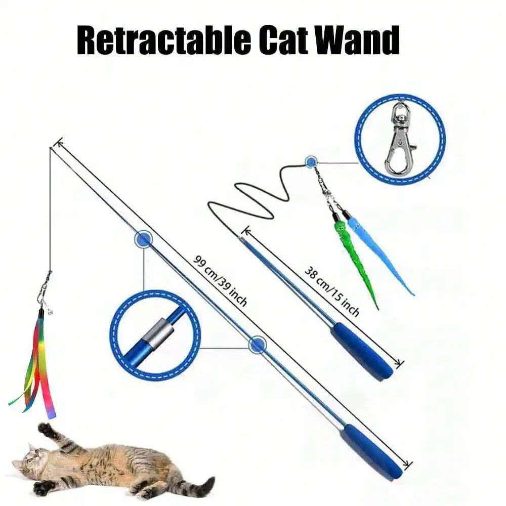 Interactive Cat Teaser Wand With Fleece Play Refills