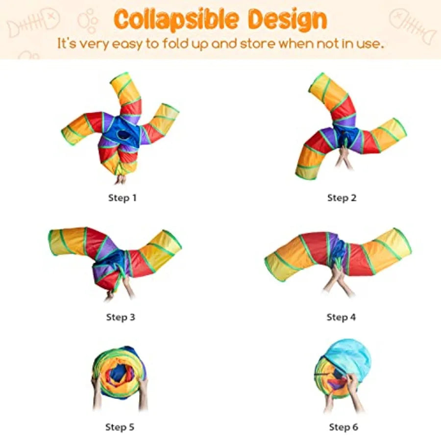 S Shaped Foldable Cat Tunnel With Interactive Play Balls