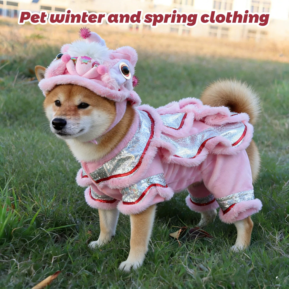 Dog Lion Dance Costume Thickened Warm Winter Petwear
