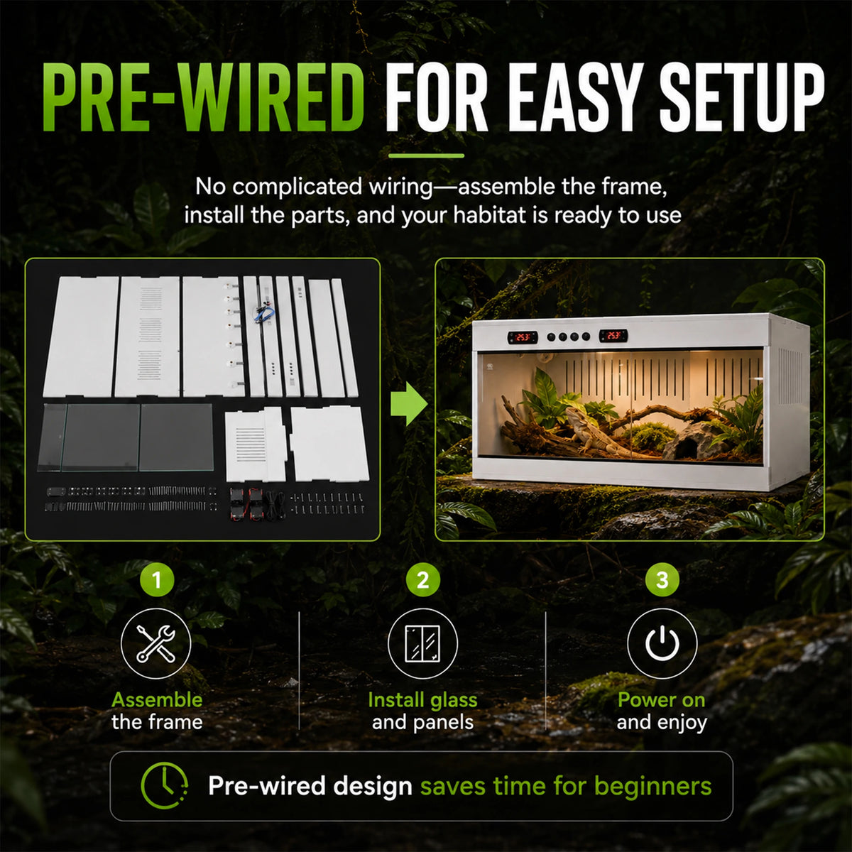 Tempered Glass Stackable Reptile Terrarium Enclosure