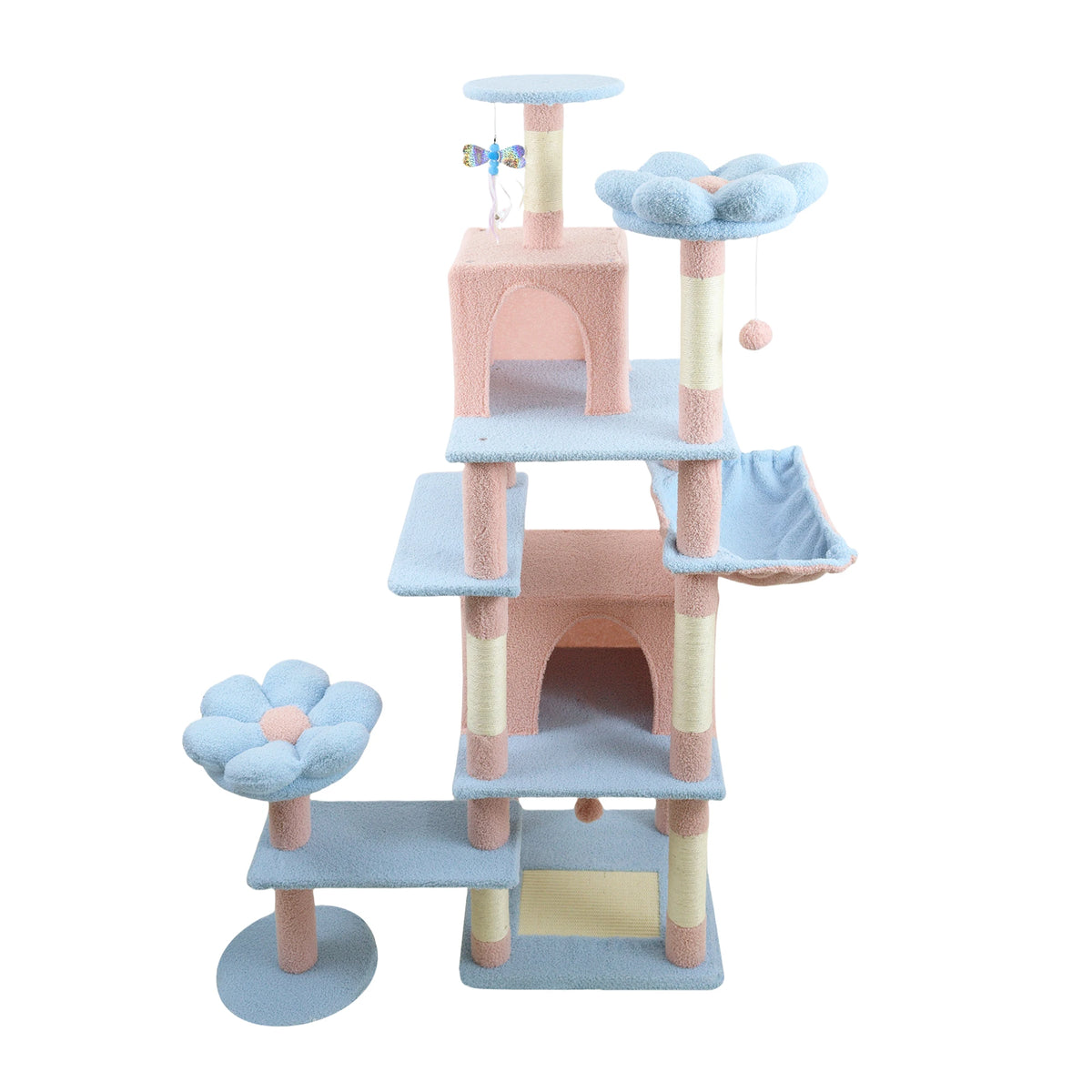 Flower Cat Tree with Cushion Hammock and Scratching Post
