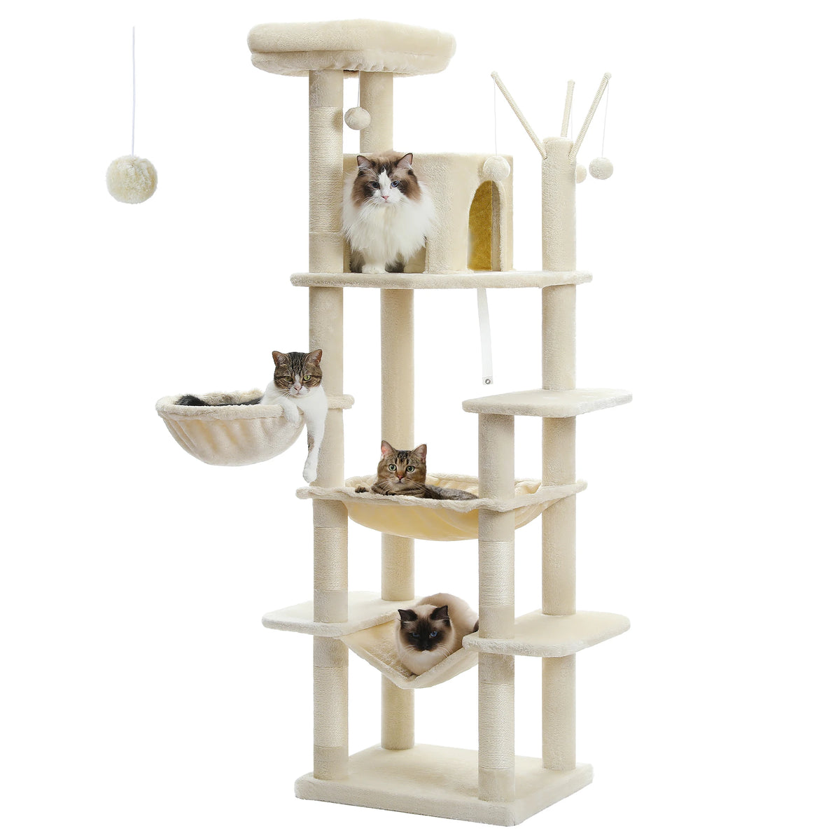 PAWZ Road Multi-Level Wood Cat Tower With Scratching Posts