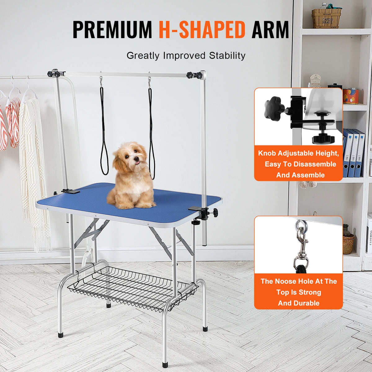 Foldable Pet Grooming Table With Two Arms And Clamp