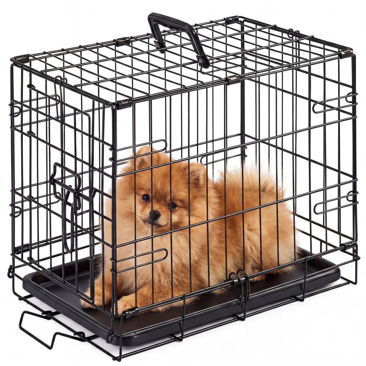 Jhk Foldable Metal Dog Crate With Removable Tray
