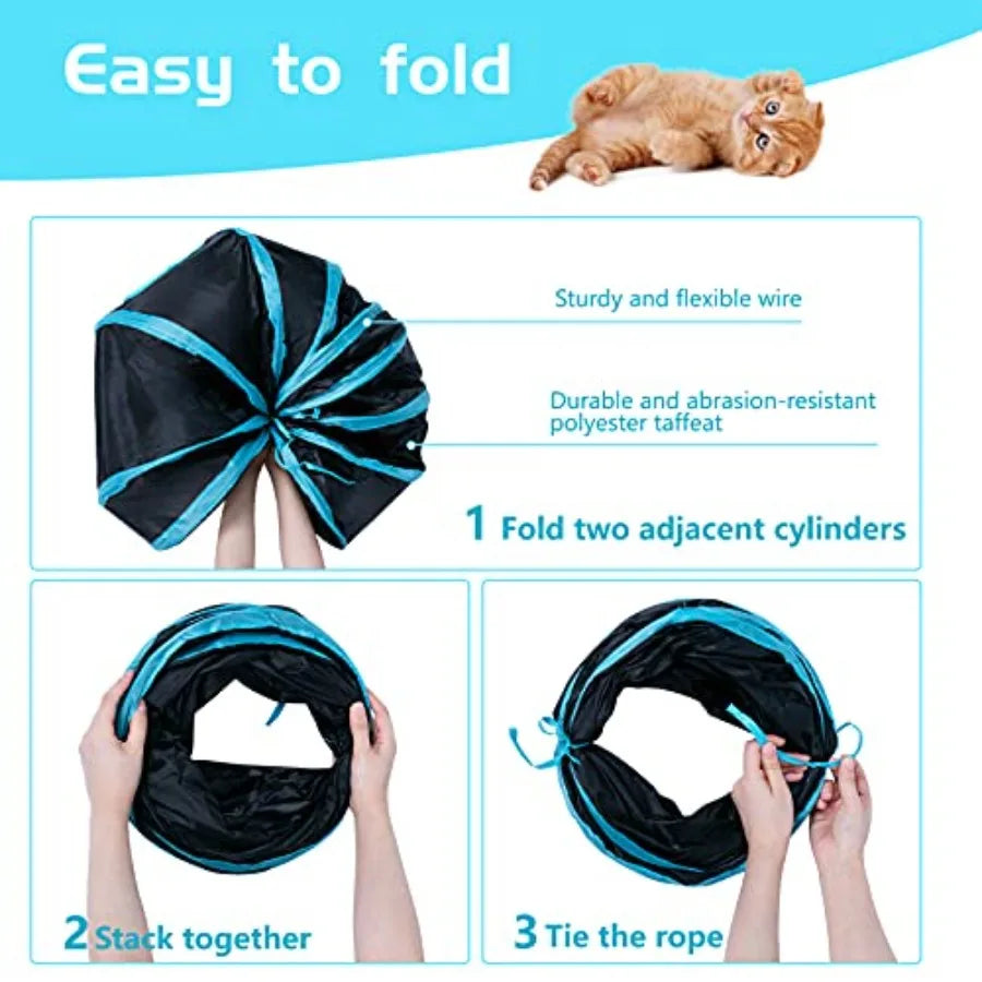 Collapsible Cat Tunnel Maze With Ball