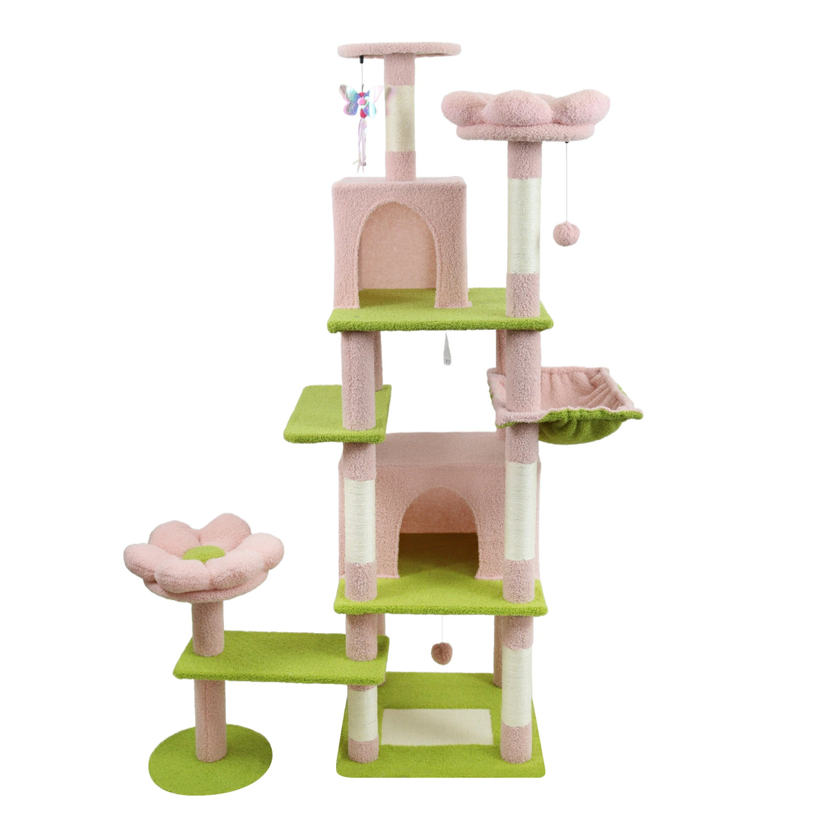Flower Cat Tree with Cushion Hammock and Scratching Post