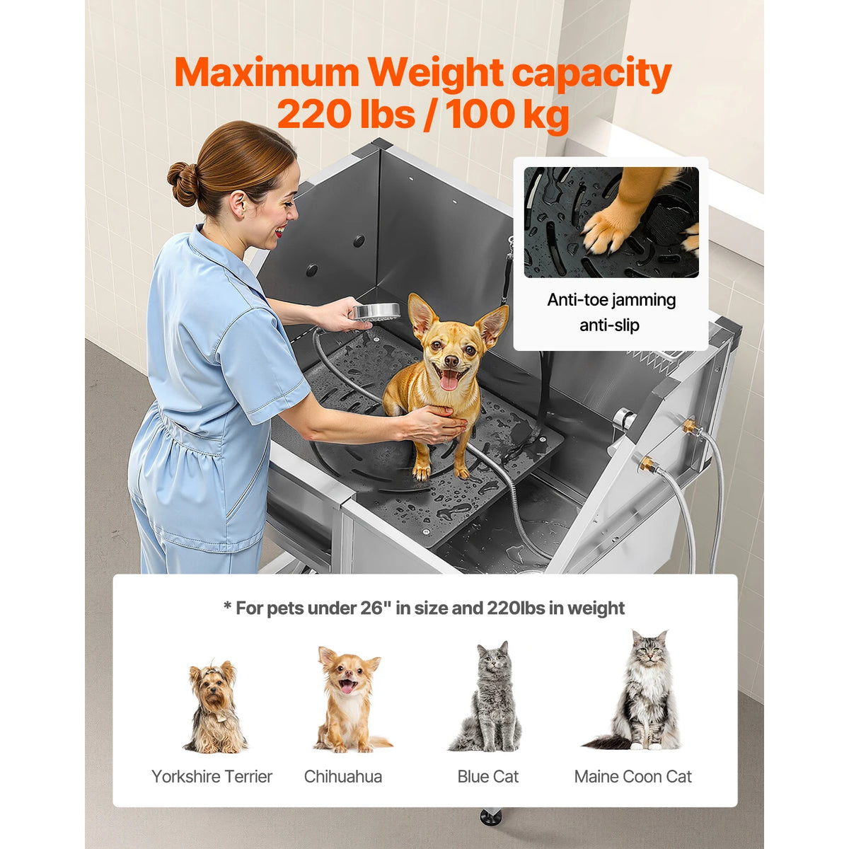 Stainless Steel Dog Grooming Station With Faucet