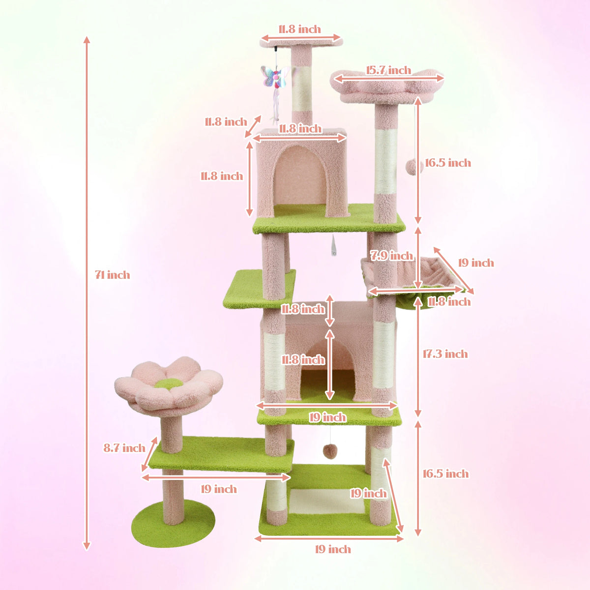 Flower Cat Tree with Cushion Hammock and Scratching Post