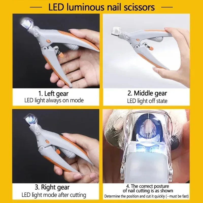 LED Pet Nail Clipper With Amplifier For Dogs And Cats