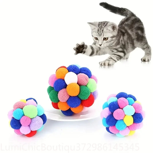 Elastic Cat Plush Ball Toy With Bell