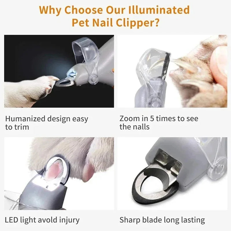 LED Pet Nail Clipper With Amplifier For Dogs And Cats