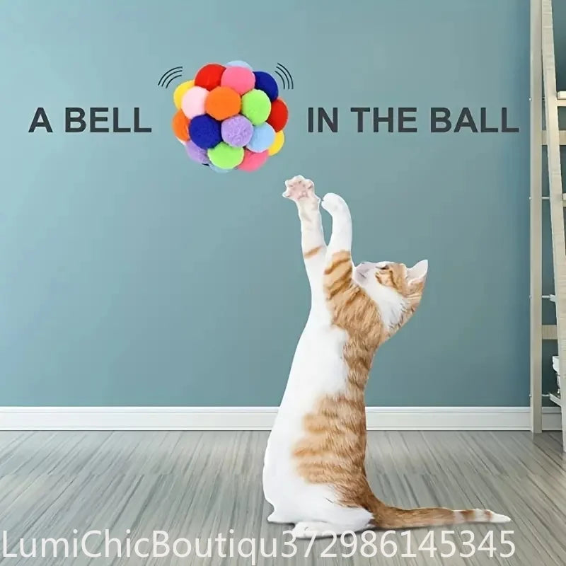 Elastic Cat Plush Ball Toy With Bell