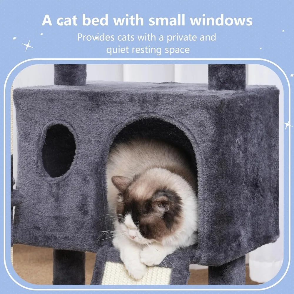 NBVCX Cat Tree Tower With Sisal Scratching Posts And Hammock