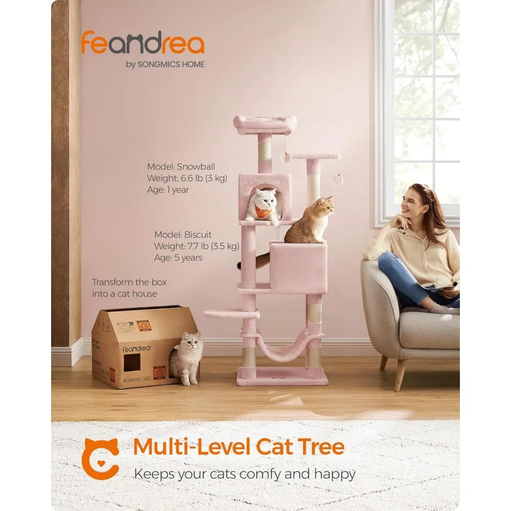 NBVCX Multi Level Cat Tree With Scratching Posts Hammock