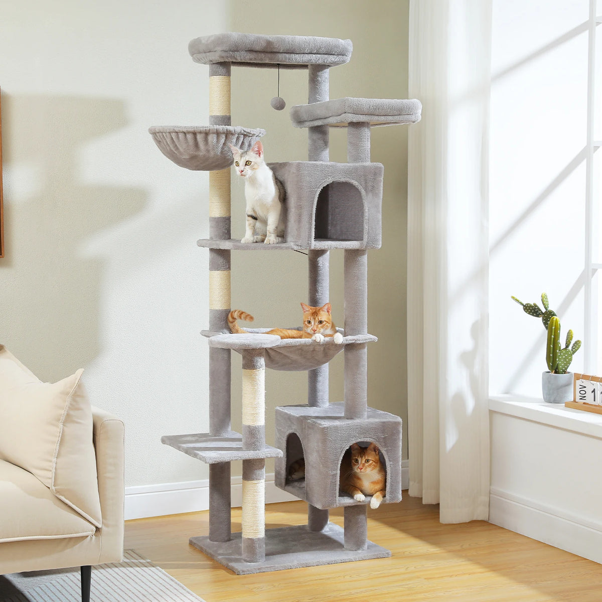 PAWZ Road Multi-Level Wood Cat Tower With Scratching Posts