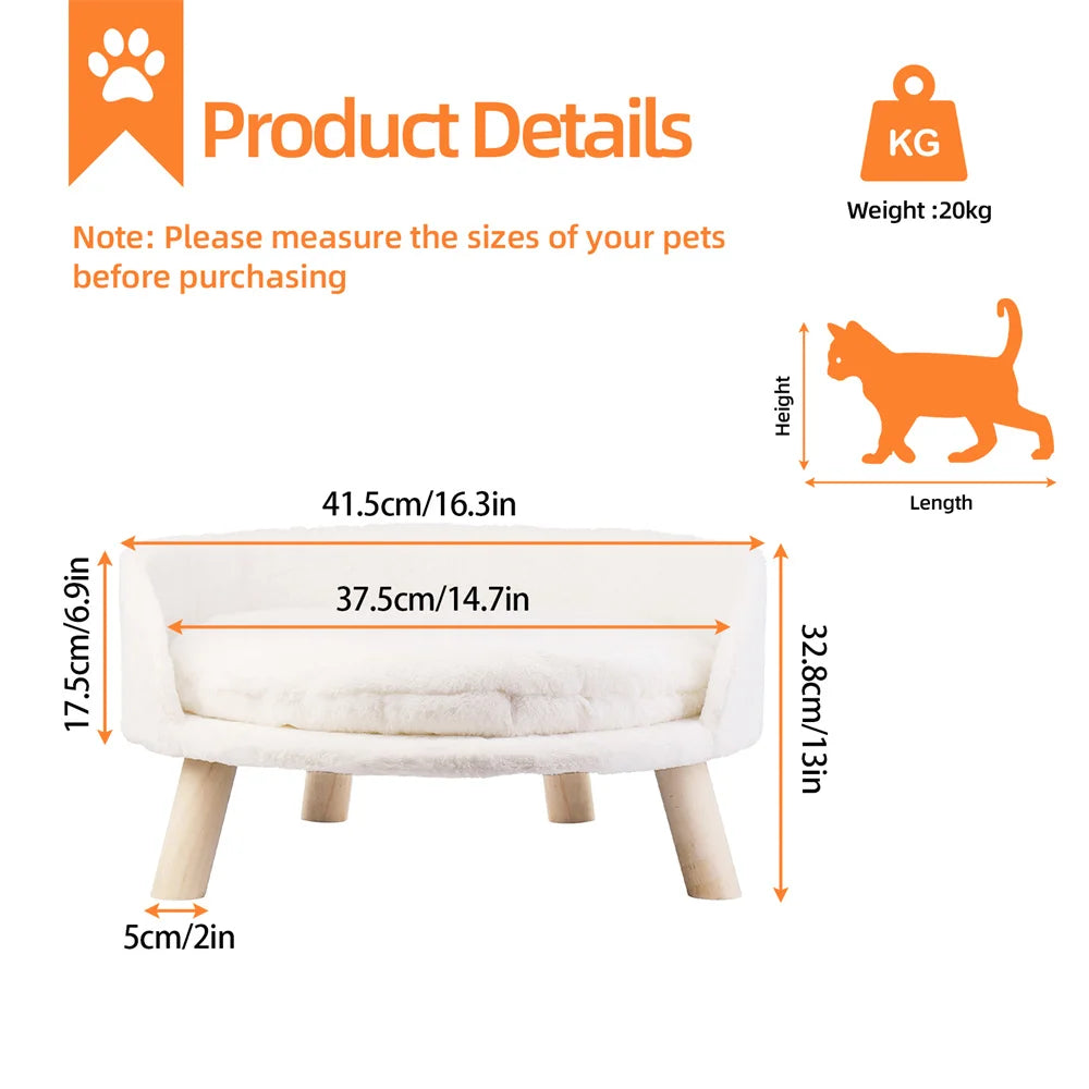 Borwart Elevated Pet Sofa Bed With Removable Cushion