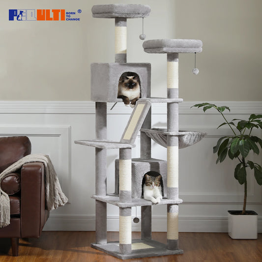 PAWZ Road Multi-Level Wood Cat Tower With Scratching Posts