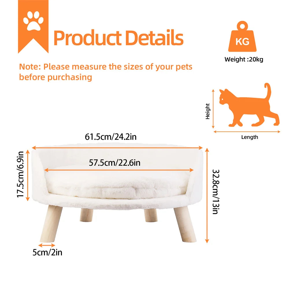 Borwart Elevated Pet Sofa With Removable Cushion
