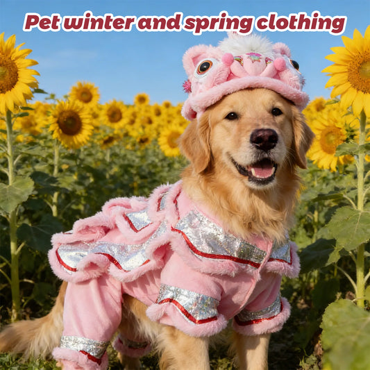 Dog Lion Dance Costume Thickened Warm Winter Petwear
