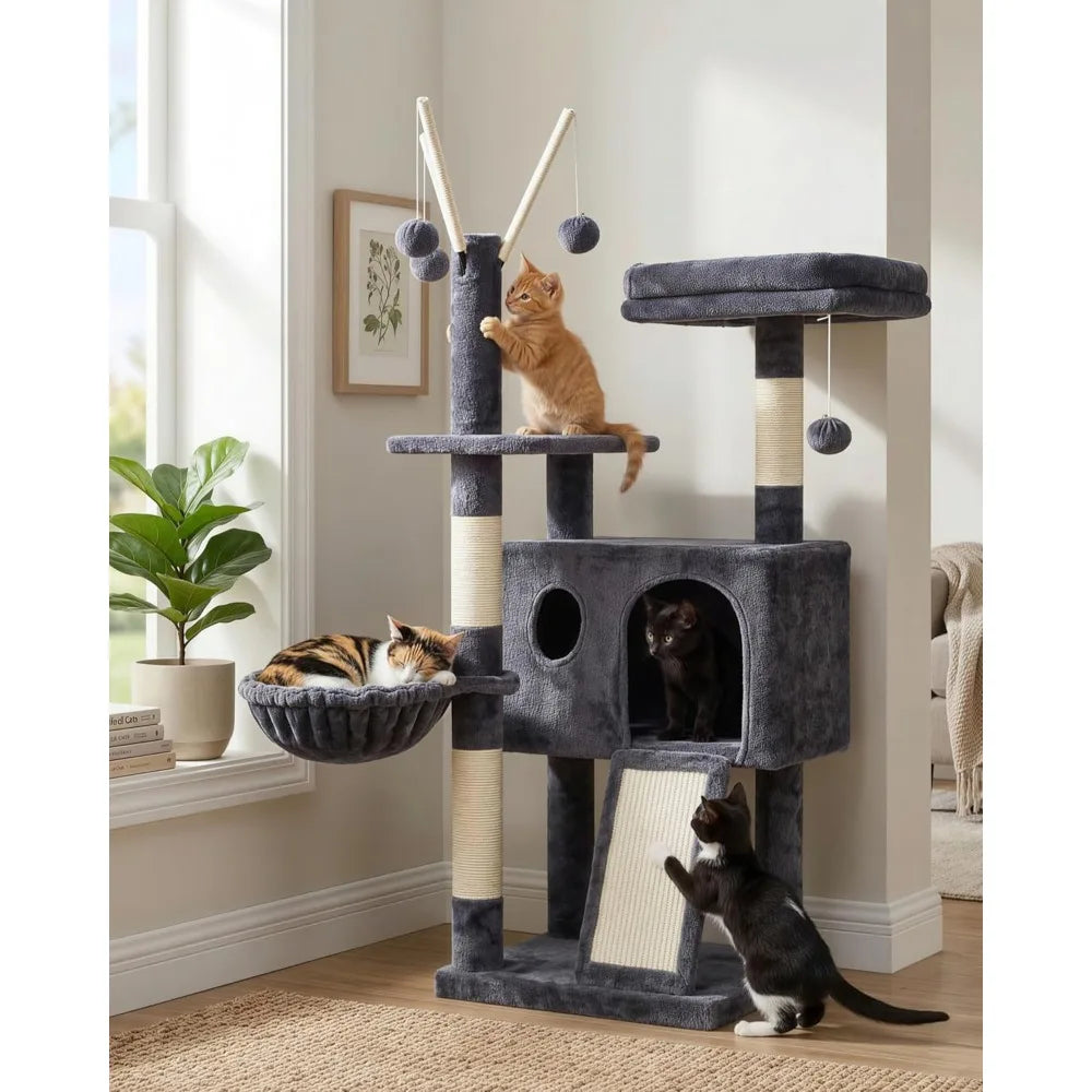NBVCX Cat Tree Tower With Sisal Scratching Posts And Hammock