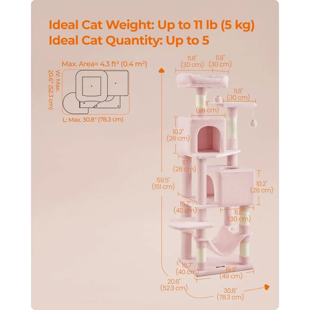 NBVCX Multi Level Cat Tree With Scratching Posts Hammock