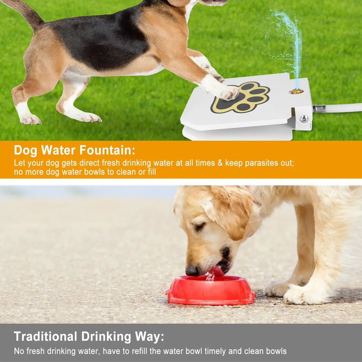 Outdoor Step On Dog Water Fountain Pet Dispenser