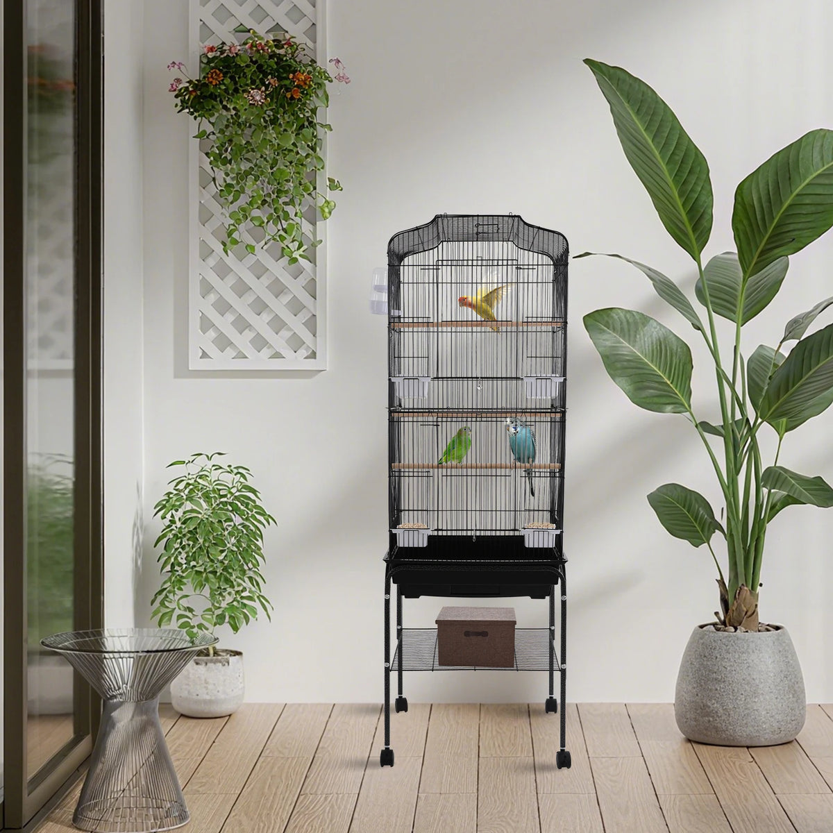 Spacious Bird Flight Cage With Locking Door And Wheels