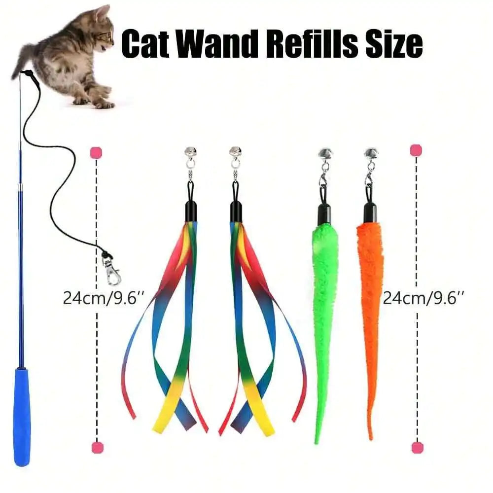Interactive Cat Teaser Wand With Fleece Play Refills