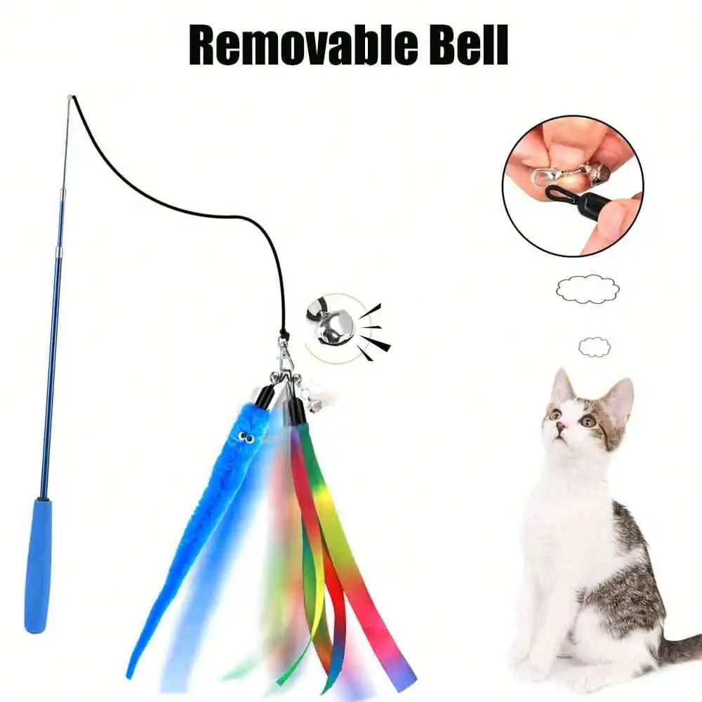 Interactive Cat Teaser Wand With Fleece Play Refills