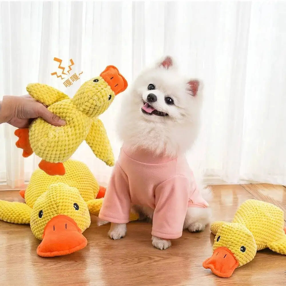 Bite Resistant Squeaky Plush Duck Dog Chew Toy