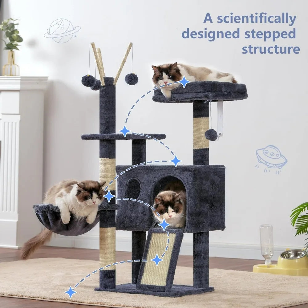 NBVCX Cat Tree Tower With Sisal Scratching Posts And Hammock