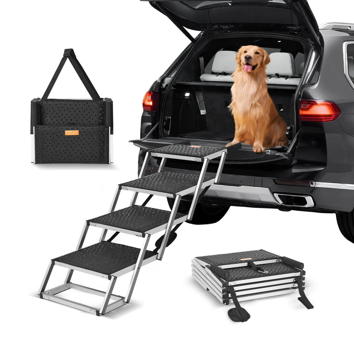 SucceBuy Folding Aluminum Dog Car Steps